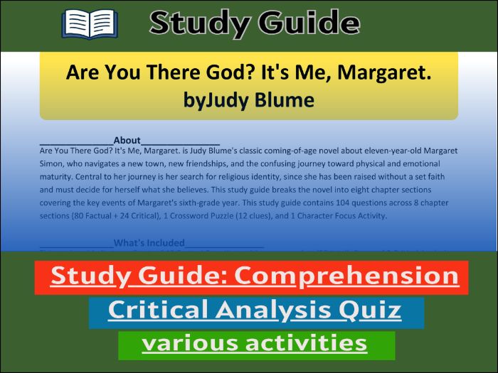 Are You There God? It's Me, Margaret., study guide & Activities