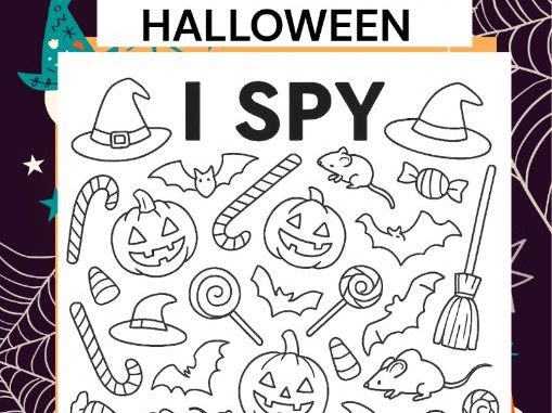 Halloween I Spy Counting and Colouring Sheet