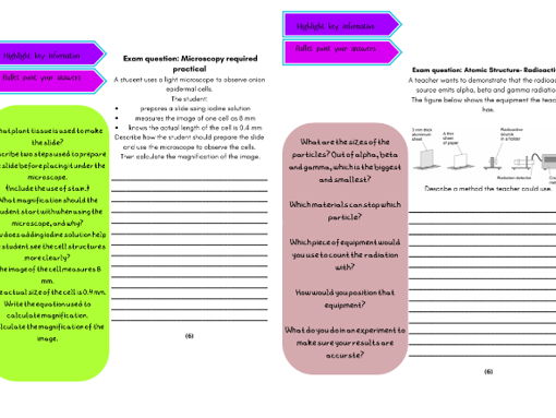 Long Answer Practice Scaffolded Questions AQA GCSE Combined