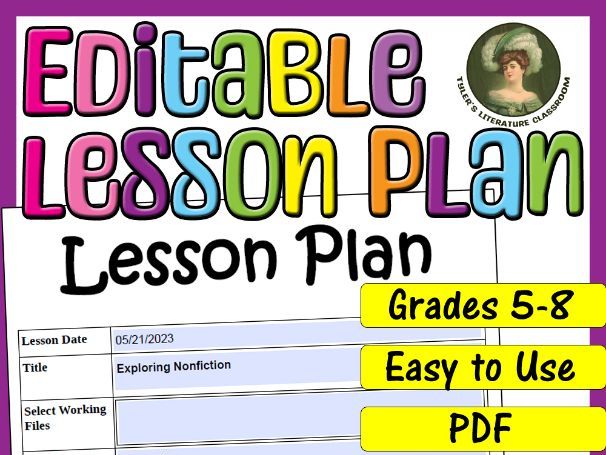 Nonfiction : Editable Lesson Plan for Middle School