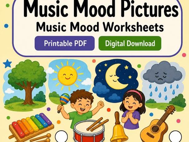 Music Mood Picture Worksheets for Kids