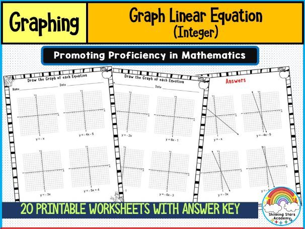 Graph the Linear Equation with Integers Worksheets Graphing Math