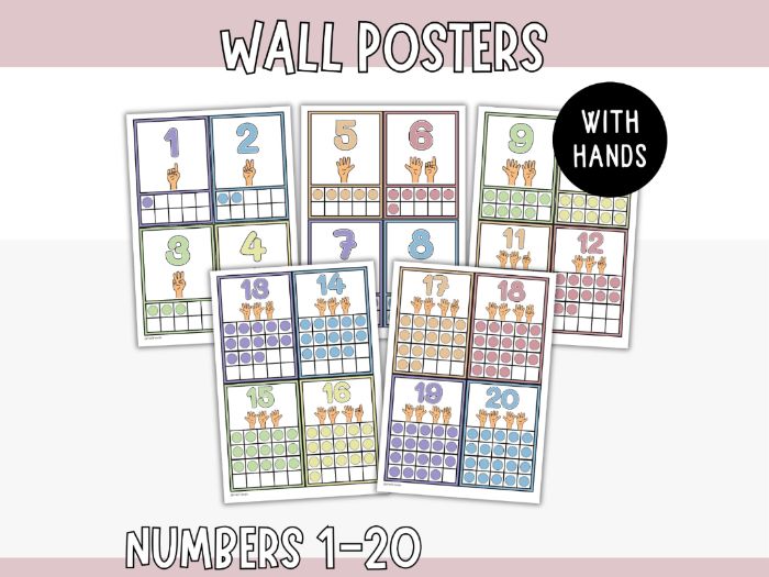Small Wall Posters - Numbers 1-20 with Hands