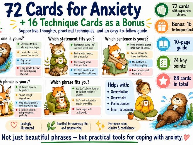 72 Anxiety Coping Cards + 16 Bonus Technique Cards