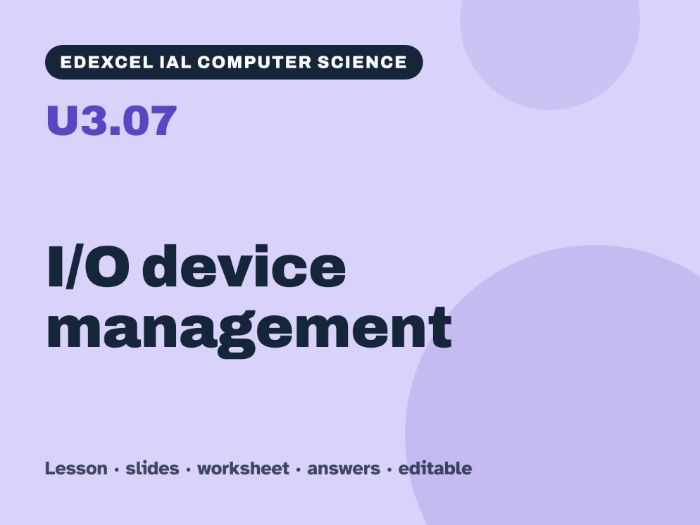 Edexcel IAL Computer Science – U3.07 I/O device management – Lesson & Worksheet