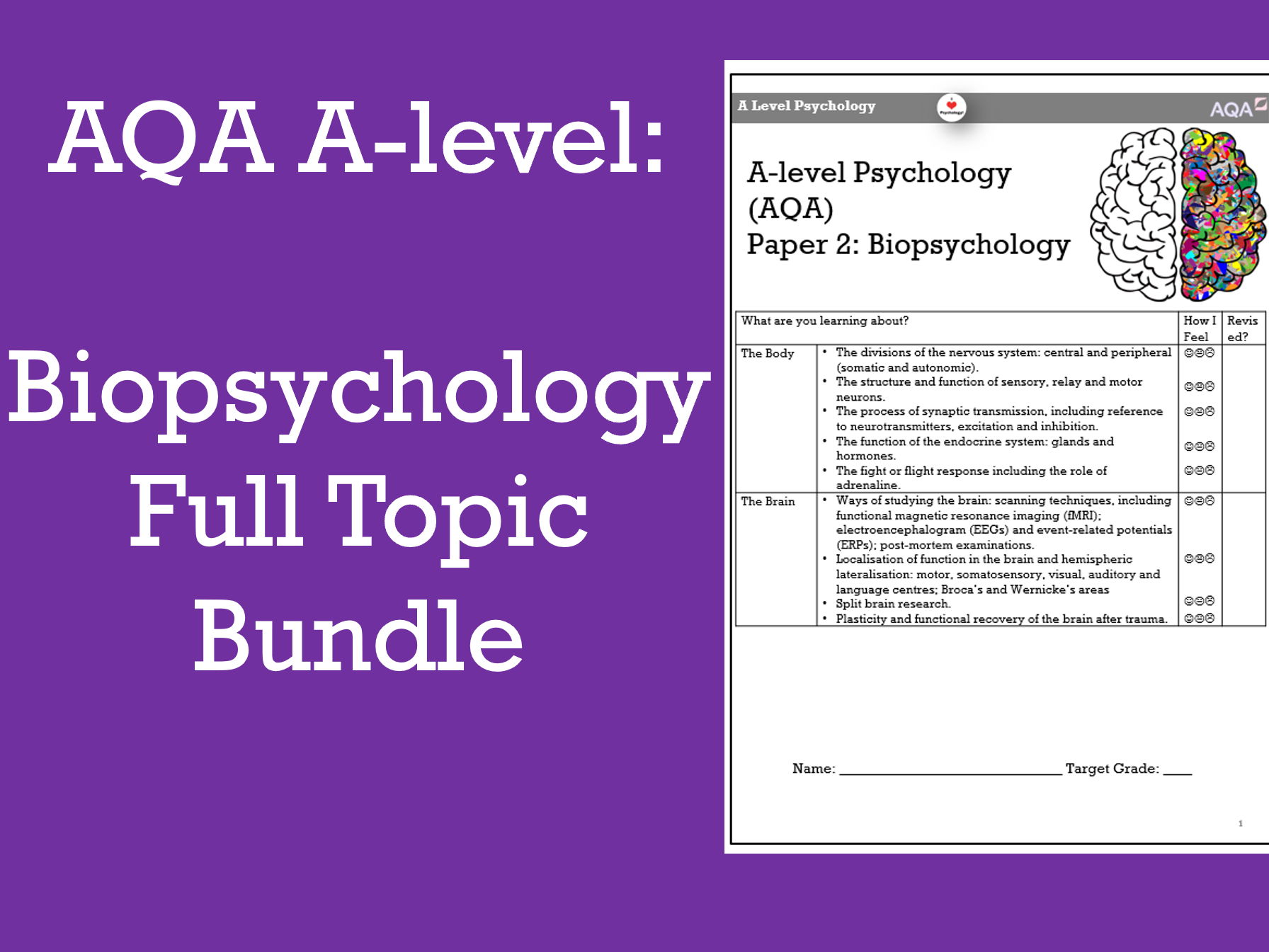 AQA A-level Biopsychology Full Topic Bundle (Updated for 2025)