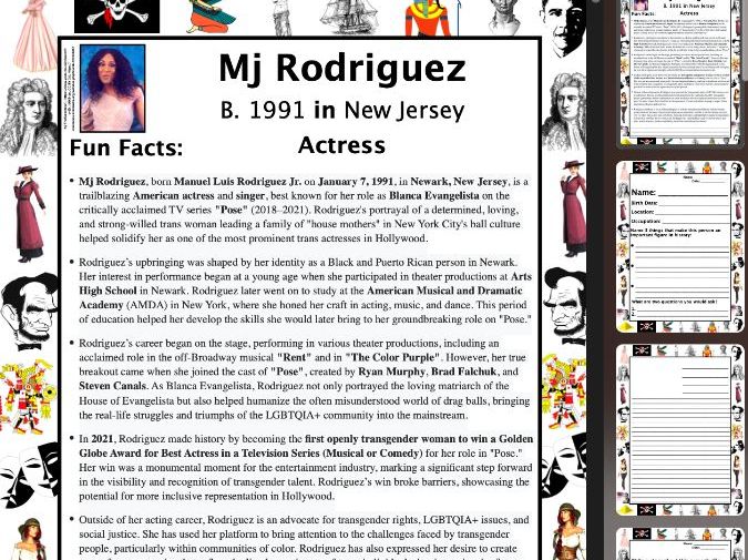 Mj Rodriguez PACKET & ACTIVITIES, Important Historical Figures Series
