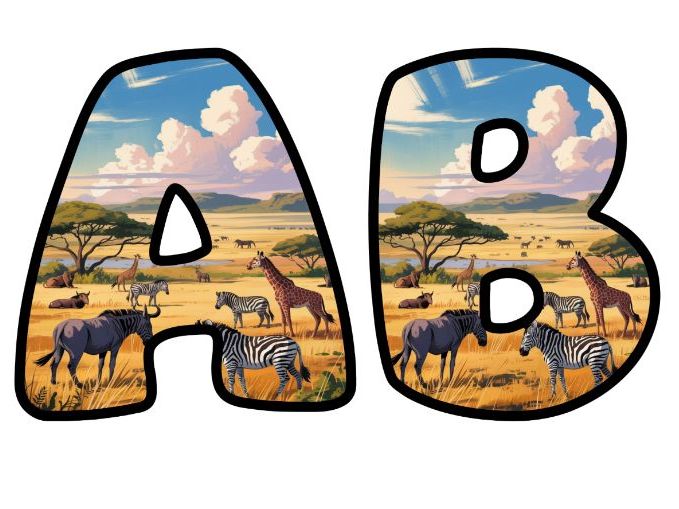 Serengeti Safari Alphabet Letters | Classroom Display, A-Z 0-9 and Signs