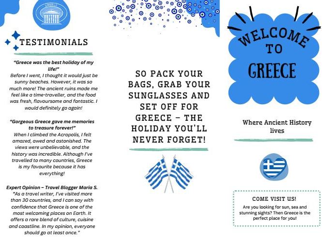 Greece Tourist Brochure Model Text