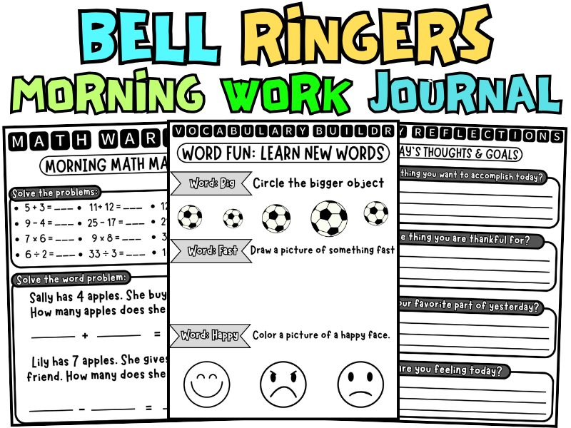Morning Work Bell Ringers Journal | Daily Math, Reading, Writing & SEL Prompts