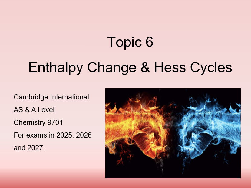 Topic 6 Enthalpy Change & Hess Cycles CIE AS/A Level Chemistry (9701)