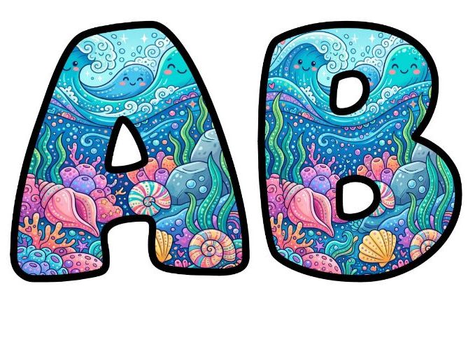 Under the Sea Bubble Letters | Under the Sea Bulletin Board Letters | Printable Alphabet A-Z and 0-9