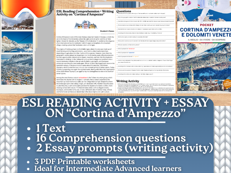ESL Reading Comprehension + Essay - Cortina d'Ampezzo - Winter - Mountain