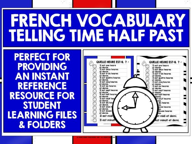 FRENCH TELLING TIME LIST FREEBIE 2 Teaching Resources