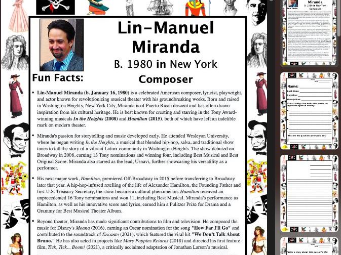 Lin-Manuel Miranda PACKET & ACTIVITIES, Important Historical Figures Series