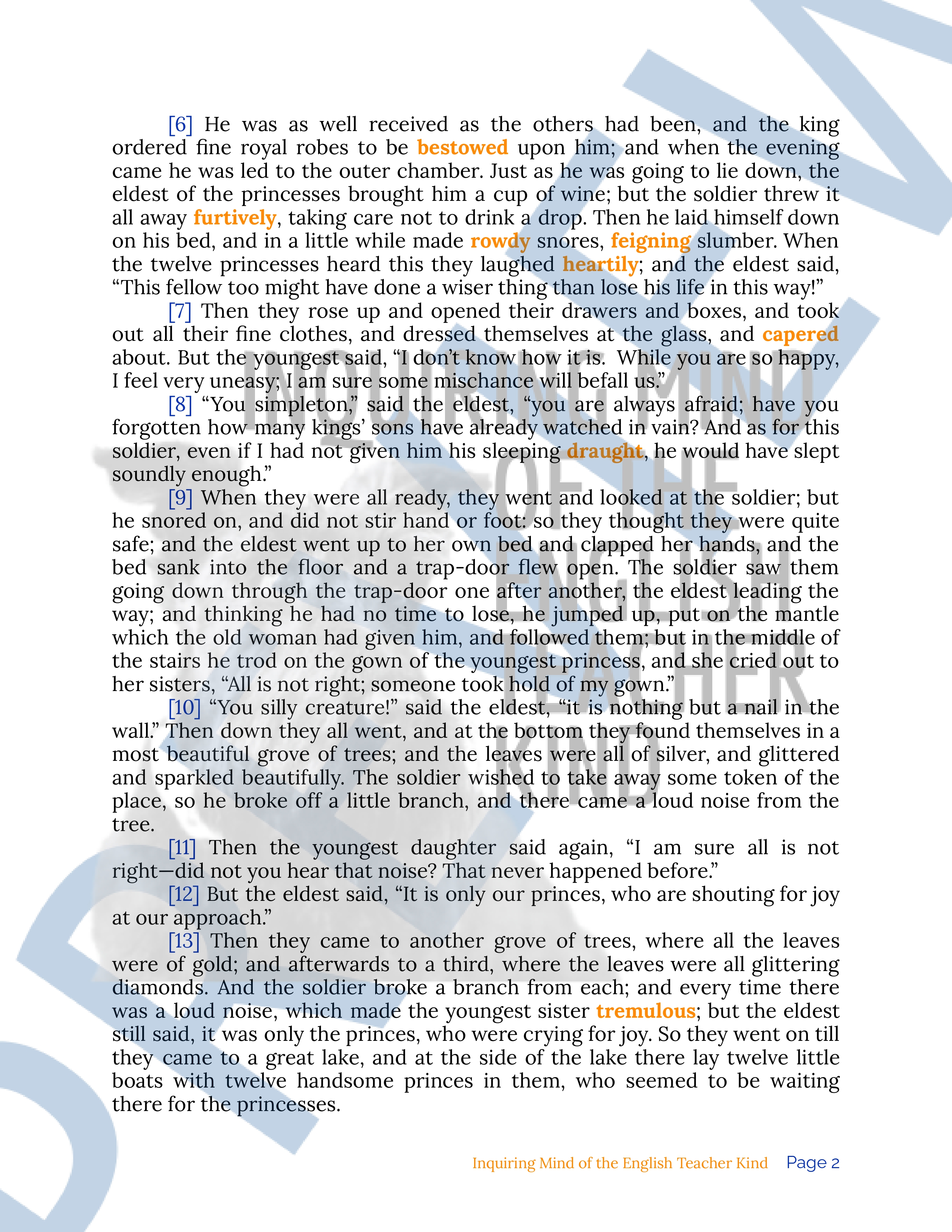 "The Twelve Dancing Princesses" by the Brothers Grimm Quiz and Answer ...