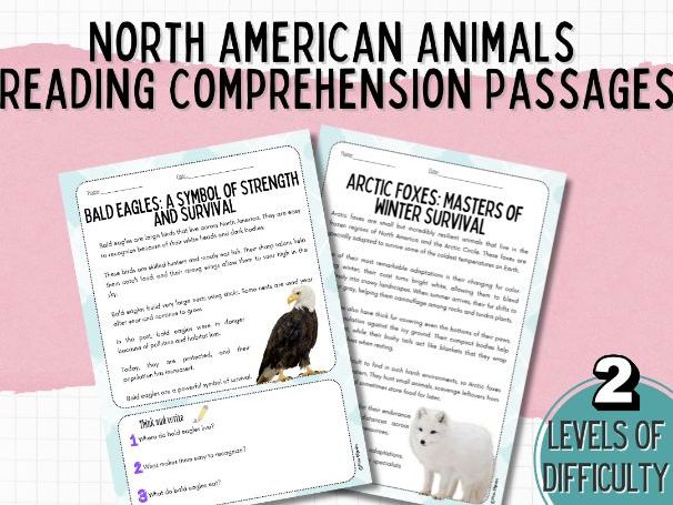 Differentiated North American Animals Reading Comprehension | Nonfiction Literacy Pack | ESL / EAL