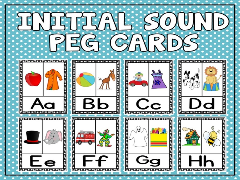 PEG CARDS - literacy, initial sounds, alphabet, phonics, English, letters, early years
