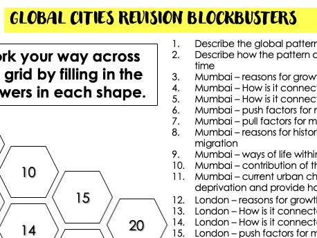 GCSE Revision Global Cities Blockbusters