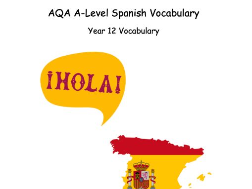 AQA A-Level Spanish Year 12 Vocabulary booklet (Units 1-6)