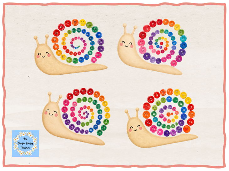Button Snails (Loose Parts, Pattern, Colour, Matching & Counring Activity)