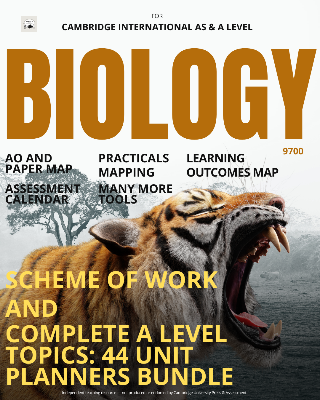 CAIE AS & A Level Biology 9700 – Complete Two-Year Scheme of Work & 44 Unit Planners Bundle (2027–2029)