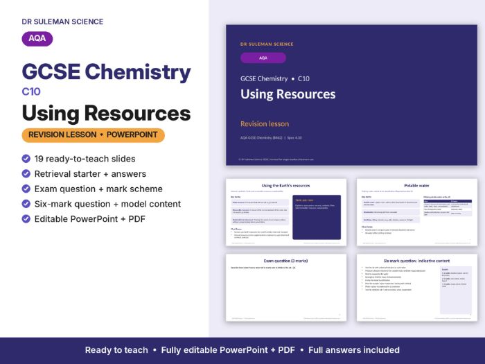 AQA GCSE Chemistry C10 Using Resources Revision Lesson PowerPoint