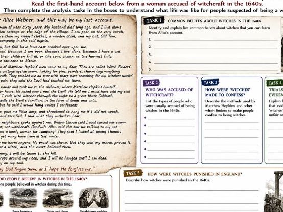KS3/4 History: Witchcraft Worksheet