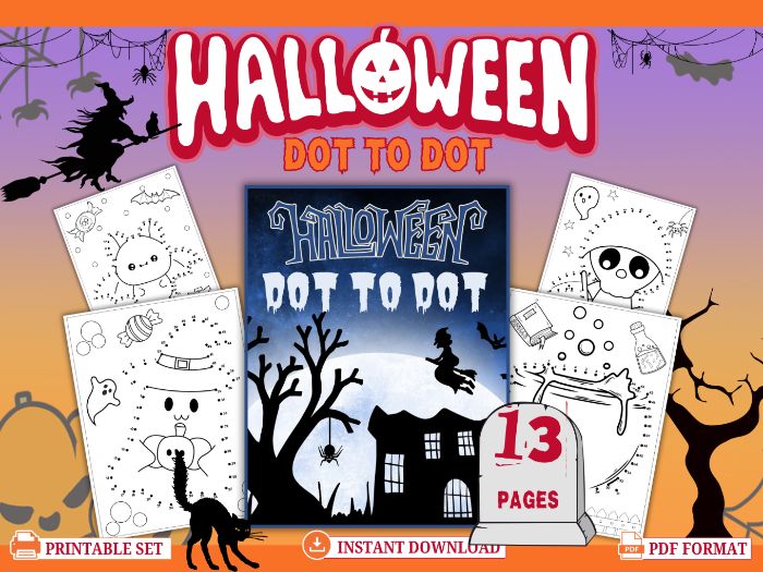 Halloween Dot To Dot Activity for Grades 2-4