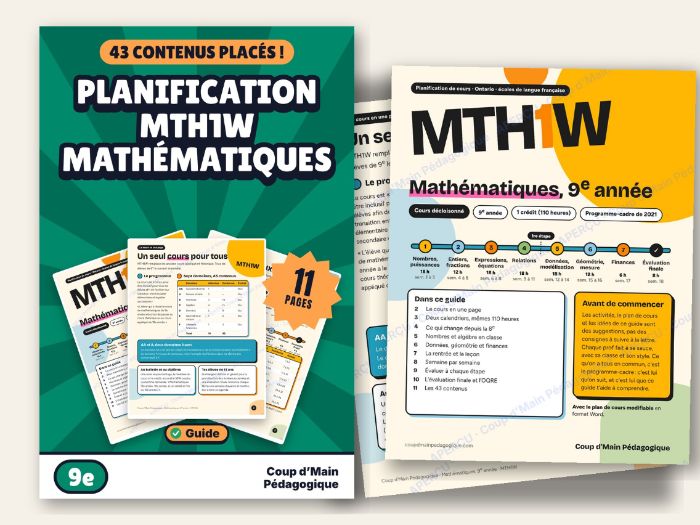 French Course Plan Grade 9 Ontario MTH1W Math | Planification MTH1W 9e