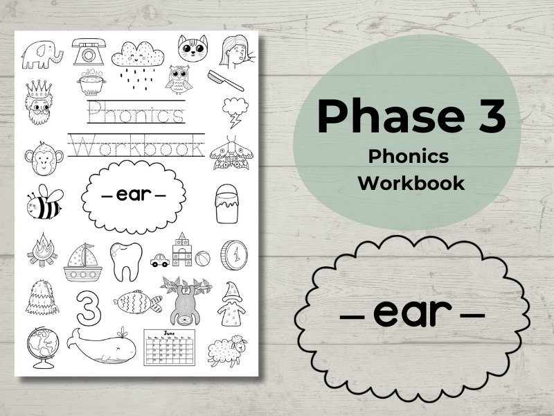 Phase 3 Phonics Workbook ear sound