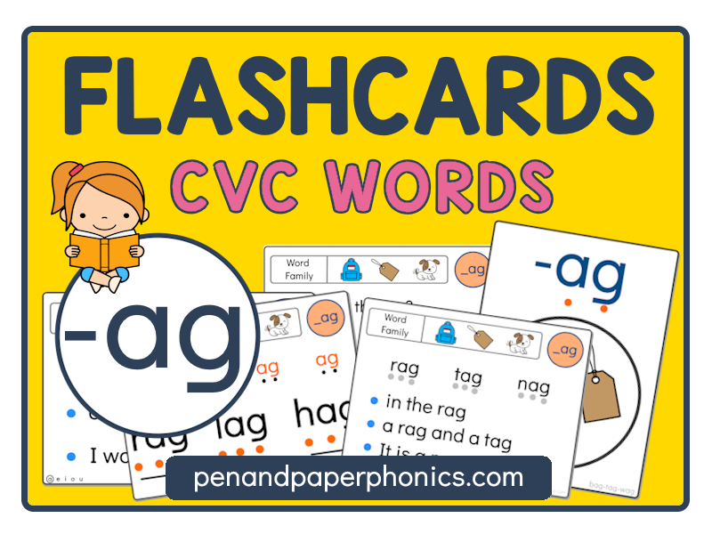 -AG CVC Word Family Reading Flashcards