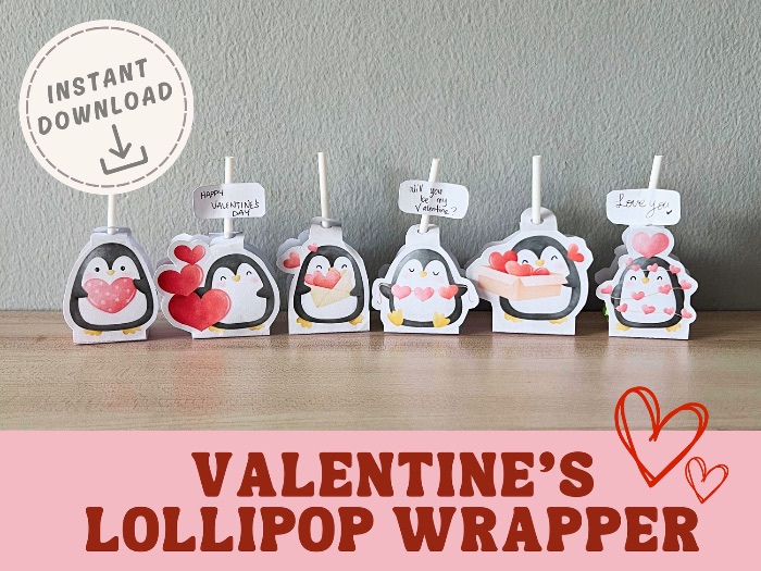 Valentine's Lollipop Candy Wrapper template