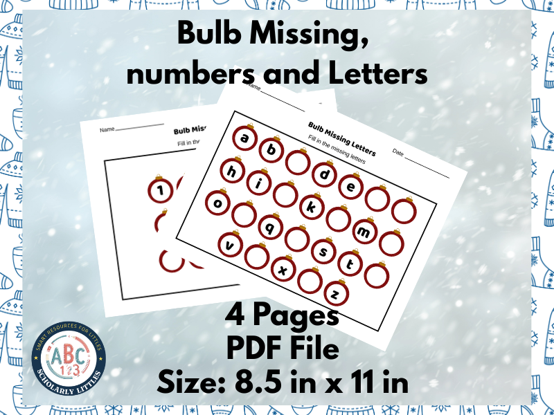 Missing Numbers and Letters Worksheets