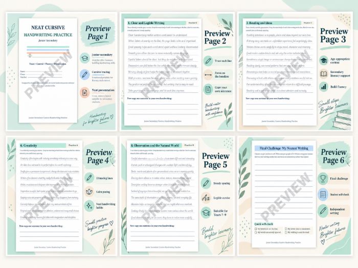Secondary Cursive Handwriting Practice | KS3/Stage 4 / Years 7–9