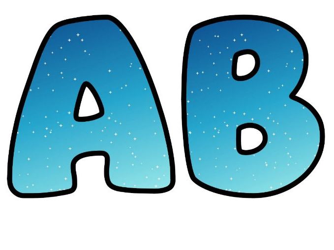 Ocean Ombre Bubble Letters | Patterned Bulletin Board Letters | Printable Alphabet A-Z and 0-9