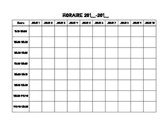 Horaire Timetable Teaching Resources