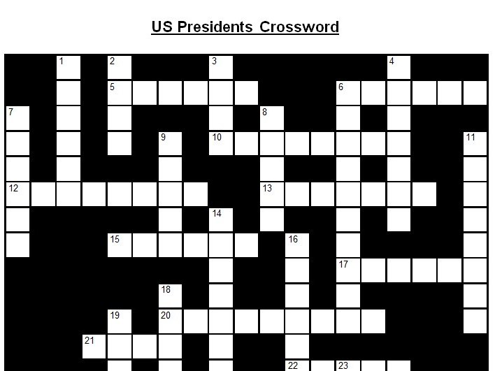 Crossword On US President Answers Teaching Resources Crossword On US President Answers Teaching Resources