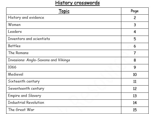 Crosswords for History