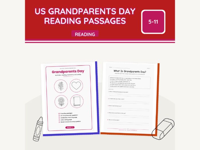 US Grandparents Day Reading Passages | 11 pp