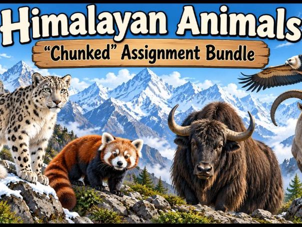 Himalayan Animals "Chunked" Assignment Bundle (20 Assignments)