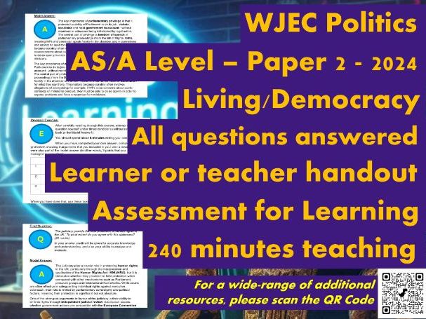 WJEC AS/A Level Politics Model Answers - Full Papers - Paper 2 - 2024 - Teacher/Student Handout