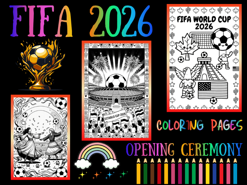 FIFA 2026 Soccer Opening Ceremony Coloring Pages for Kids - NO PREP Printables