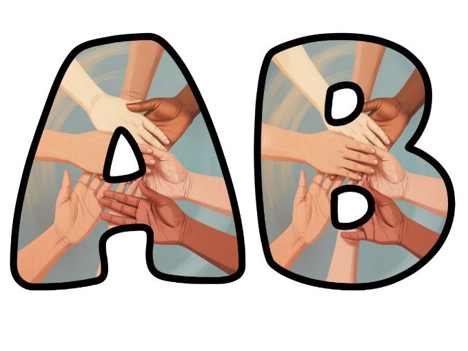 Teamwork Together Diversity United Themed Lettering Set | Classroom Display | Upper & Lowercase, 0-9