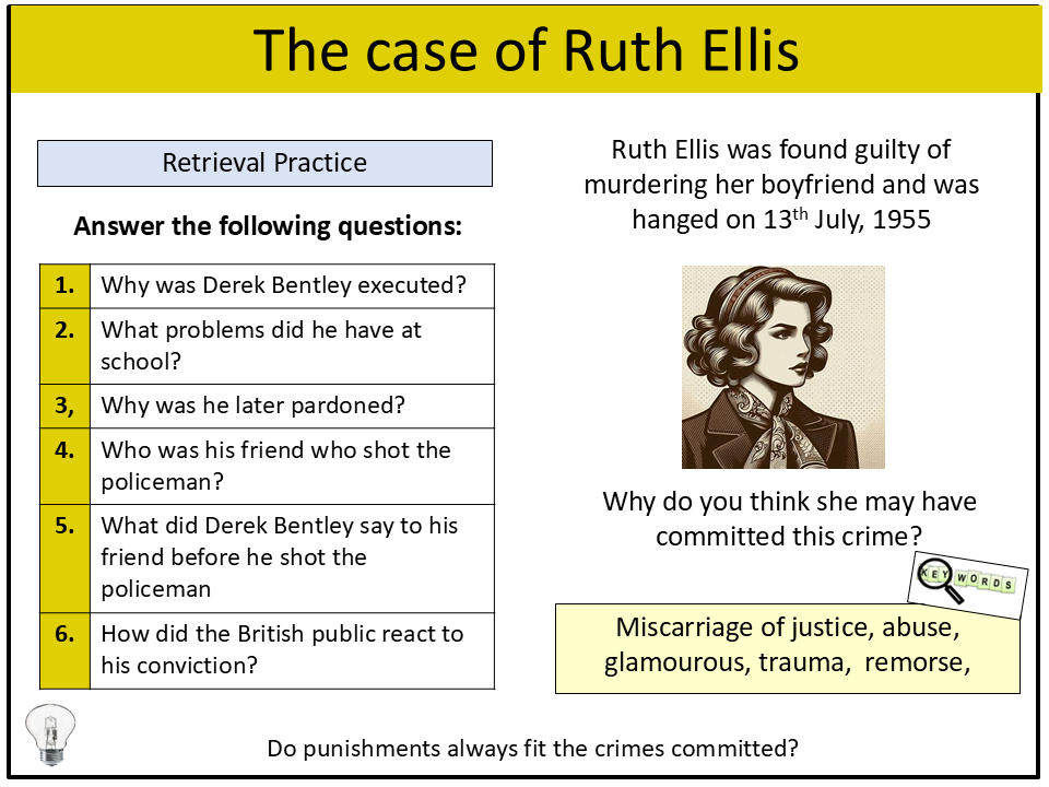 KS3 Crime and Punishment: The Ruth Ellis Case - Capital Punishment ...