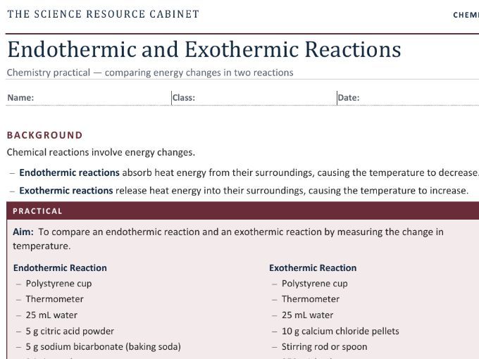 Exothermic & Endothermic Reactions Lab