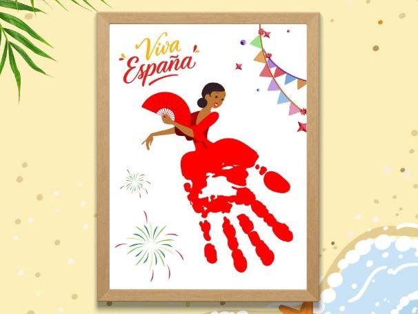 Spanish National Day Handprint Craft in Spanish | Fiesta Nacional de España Manualidad Infantil
