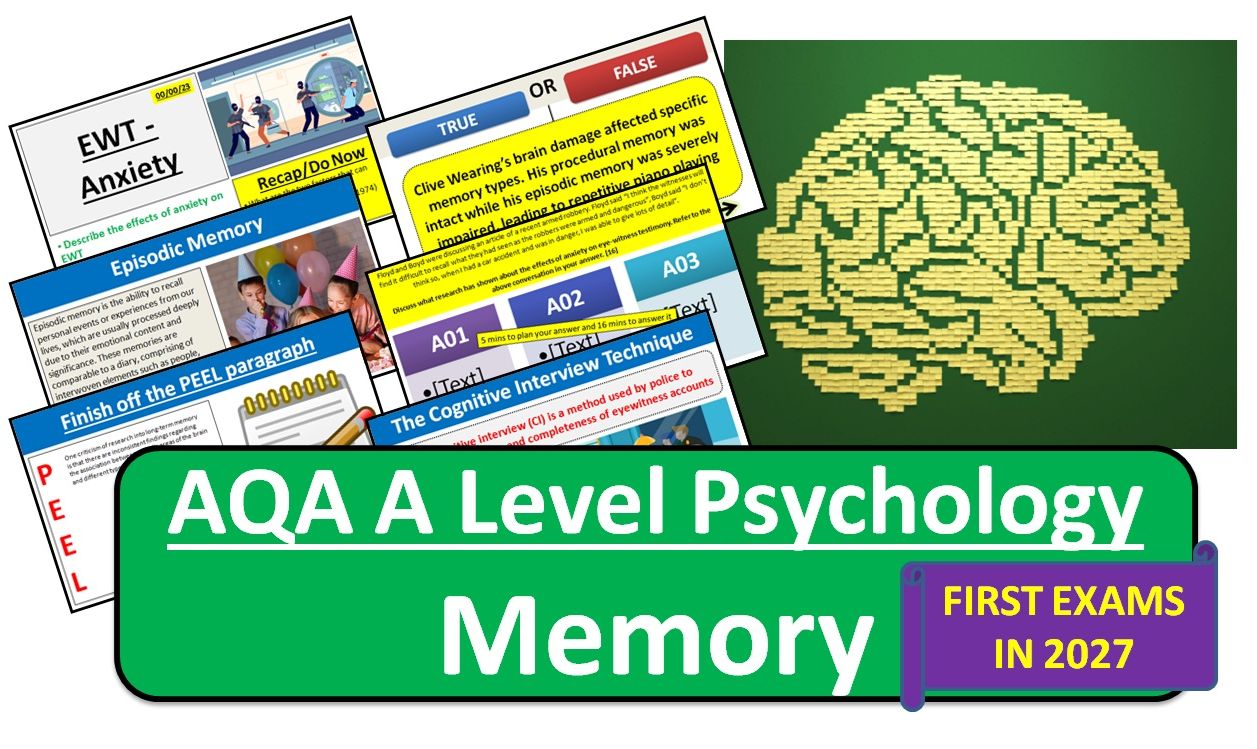 Memory (COMPLETE UNIT) First Exams in 2027 - AQA A Level Psychology