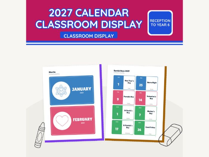 2027 Calendar Classroom Display
