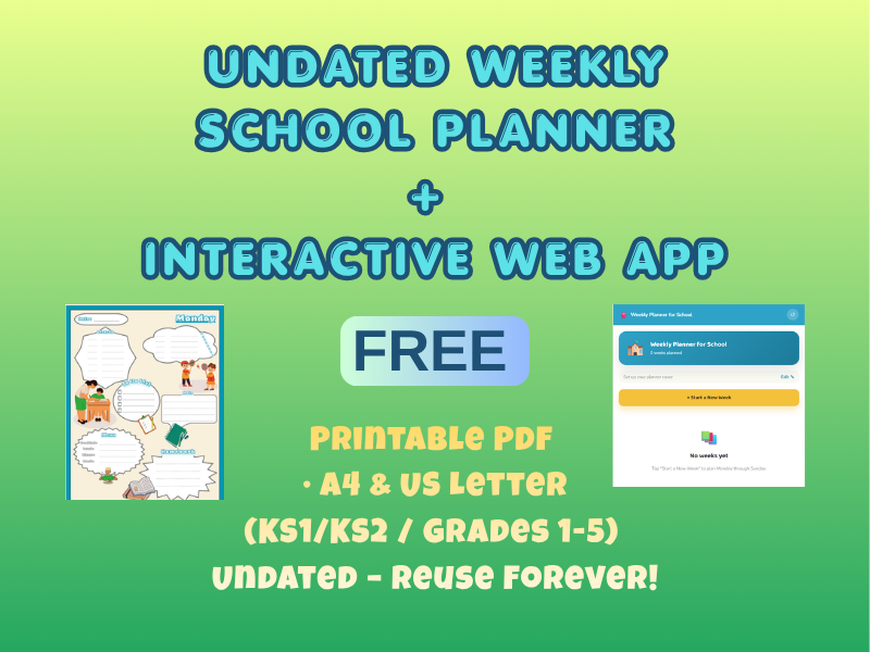 Primary School Weekly Planner & Interactive Web App